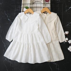 Abiti da ragazza Stile foresta Grande risvolto ricamato Ragazza a maniche lunghe Abito da principessa per bambini 2024 Abbigliamento per bambini primaverili