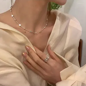 Hängen 925 Silver pärla geometri halsband för kvinnor flicka koreansk design mångsidig choker smycken dropship