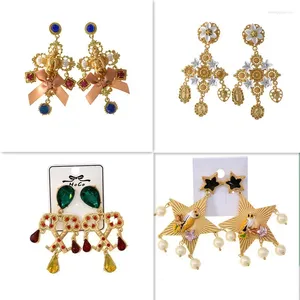 Dangle Earrings Baroque Five Pointed Star Bird Pearl Paint Exaggerated Big Female Wholesale