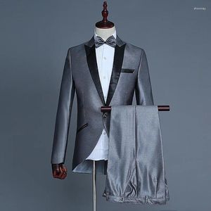 Erkek Suit 2024 Küçük Dovetail Takım Sahnesi Ev Sahibi Performans PO Studio Pografi İki Parça