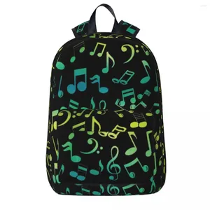 Mochila amarela e verde notas de música mochilas estudante saco de livro ombro portátil mochila à prova dwaterproof água viagem escola