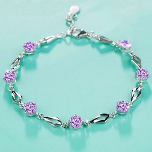 Link Bracelets Chain Crystal for Women Fashion Jewelry Female Body Accessories Birthdays 16.5 Cm Length Bracelet