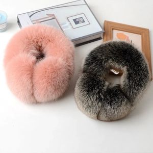 Girl Real Fox Fur Earmuffs Cutenatural Fur Ear Cover trzymaj ciepło worka do uszu 240125