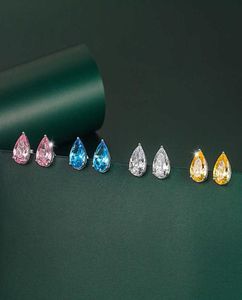S925 agulha de prata mosang diamante em forma de pêra corte simulação broca brincos gota de água women039s cor tesouro brincos ye2776613