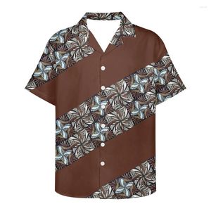 Camisas casuais masculinas Natal Polinésia Tribal Roupas Samoa Impressão sob demanda Férias personalizadas para homens Camisa formal verificada manga botão para cima