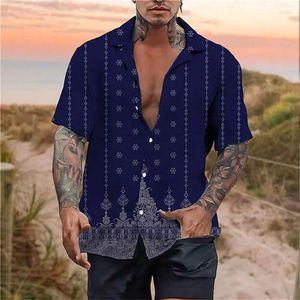 남자 캐주얼 셔츠 패션 2024 셔츠 하와이 꽃 패턴 3D 프린팅 짧은 슬리브 버튼 탑 열대 해변 xs-5xl