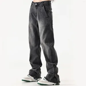 Jeans masculinos baggy moda vintage streetwear lavado angustiado perna larga solta calças jeans roupas y2k em linha reta