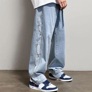 Pantaloni da gamba jeans da uomo Pantaloni alla moda da strada Pantaloni larghi larghi Ropa Hombre Pantaloni sportivi da uomo Abbigliamento maschile