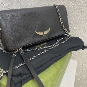 Cowhide Zadig Voltaire ramię Crossbody Work Wzór WING KOBIET KOMANIA Messenger Bag Designer torebki Modna Hobo Baguette Chain Pu