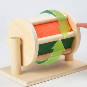 Baby Spinning Rainbow Drum Sensory Developy Toy Rolling Rattle Gift Montessori Toys i 612 månader pojke flickan trä 240124