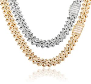 Gold Lced Out Cuban Necklace Chain Hip Hop Jewelry Silver Color Choker Paved Rhinestone CZ Bling Rapper Necklaces Wide Punk Link C4565088