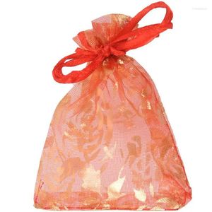 Torebki biżuterii 100pc 7x9cm Rose Organza Torby prezentowe ślubne Prezenty ślubne prezenty na przyjęcie czerwone