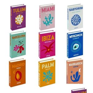 Dekoratif Nesneler Figürinler Seyahat Stili Sahte Kitaplar Colorf Tasarımcı Ev Kitap Yatak Odası Çalışma Raf Simasyon Dolabı Süsleri Drop Dhqzm
