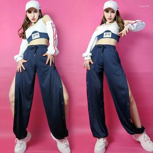 Scene Wear Nightclub DJ Costume Women Jazz Pole Dance Performance Clothing Sexig Split Pants Hip Hop Clothes Modern Rave DNV15047