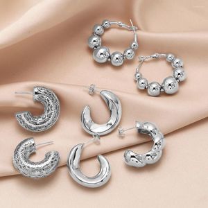 Creolen Silber Farbe Dollarzeichen Für Frauen Poliert Perlen Einfache Schmuck Freunde Geschenke Ersz27