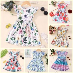 Girl Dresses 2 3 4 5 6 Years Kids Dress Children Summer Short Sleeve Cute Casual Floral Toddler Princess Clothes