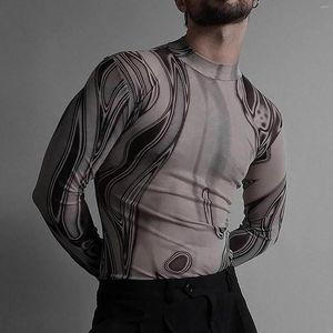 Men's T Shirts Tight Fitting Shirt High Necked Long Sleeved Versatile Bottom Tee Elastic Top Male Pullover Clothing