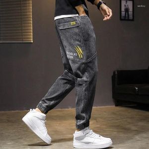 Men's Jeans Trousers With Print Man Cowboy Pants Cargo Harem Black Denim Korean Style Designer Summer Fashion Spring Autumn 2024