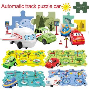 Puzzle per bambini Speeder ferroviario elettrico Auto da assemblaggio fai-da-te Ferrovia automatica Scena cittadina Costruzione Giocattolo educativo Regalo 240131