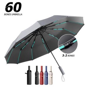 Strong 12K 60Bones duży parasol z wiatrem dla mężczyzn dla mężczyzn w pełni automat wodoodporny Sunproof UV Parasol luksusowy deszcz 240123