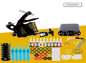 Starter Tattoo Maschine Kit Set 1 Spulen Pistolen 20 Farben Pigment Tinten Sets Schwarz Power Tattoo Anfänger Grip Kit Permanent make-up3795385