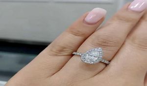 Mode 925 Sterling Silver White Pink Pear Shaped Cut Diamond Wedding Engagement Cocktail Drop Rings for Women Jewelry Gift13703658