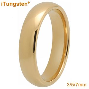 Itungstênio m 5mm 7mm banhado a ouro anel de dedo de tungstênio para homens mulheres casal noivado casamento banda moda jóias conforto ajuste 240124