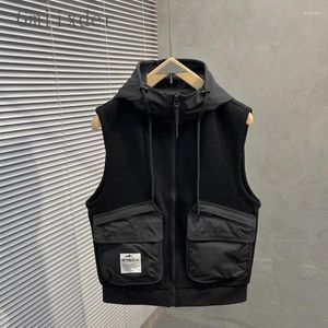 Men's Vests Spring Autumn Style Casual Trendy Hooded Vest Versatile Slim Youth Solid Color Jacket Sleeveless Sports Freshing