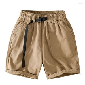 Men's Shorts Japanese Fashion Cargo Summer Loose Cotton Casual Straight Leg Quarter Pants Simple Army Green Medium Thin