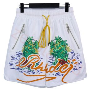 Rhude Shorts Mens 여성 디자이너 짧은 남자 세트 트랙 슈트 바지와 편안한 패션 인기 2024 새로운 스타일 s-2xl xi 폴리 에스터 느슨한 최고의 품질