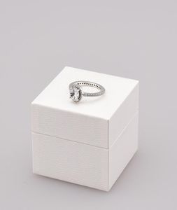 Ny Real 925 Sterling Silver Cz Diamond Ring med original Box Set Fit Style Wedding Ring Engagement Smycken för Women Girls AA15215073