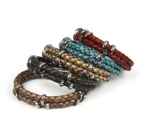 Nuovi braccialetti in vera pelle doppia Dragon Claw Braccialetti da uomo cool moda Braccialetti da uomo in acciaio inossidabile argento4347213