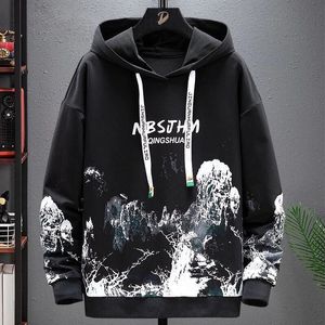 Men's Clothing Hoodies Sweatshirts for Man Graphic Black Hooded Casual 90s Vintage No Brand Emo Warm Overfit High Quality Winter 240119