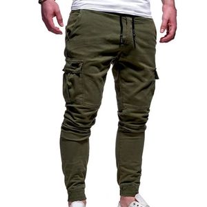 Casual Joggers Pants Solid Color Men Cotton Elastic Long Trousers Pantalon Homme Military Cargo Pants Leggings 240131