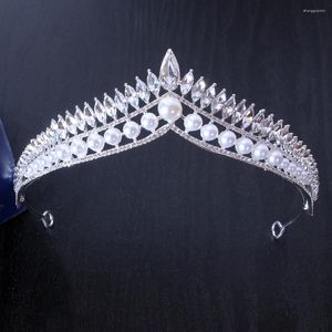 Grampos de cabelo luxo pérola cristal nupcial tiaras e coroas para mulheres noiva festa strass baile diadem acessórios casamento jóia