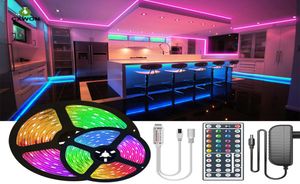 Drop Ship 164ft 328ft 49ft 65ft RGB Strip Light DC12V 5050SMD LED -lampor med adapter och 44Keys IR Controller6481889