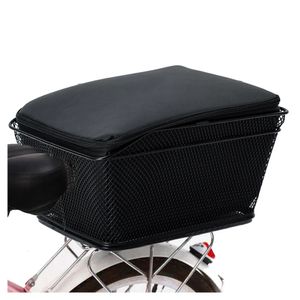 Rear Bike Basket Bicycle Bag Large Capacity Metal Wire Bicycle Basket Waterproof Rainproof Cover Mtb Bike Cycling Pannier Bag 240202