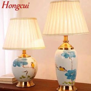 Table Lamps Hongcui Contemporary Ceramic Lamp LED Chinese Simple Creative Bedside Desk Light For Home Living Room Bedroom Decor