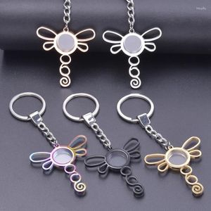 Schlüsselanhänger 1 stück Boho Tier Libelle Glas Living Bild Medaillon Speicher Asche Anhänger Schlüsselbund Für Frauen Männer Handtasche Geschenk Schmuck groß