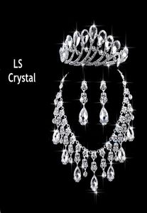 2015 New Arrivals Crystal Crown Necklace Earring Set Bridal Jewelry Wedding Accessories8217706