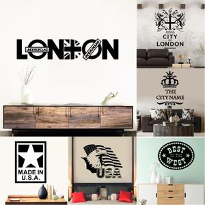 Duvar Çıkartmaları Yaratıcı Londra Office Mall Decoration Mural Poster için Kişiselleştirilmiş ABD Şehir Adı