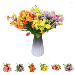 Flores decorativas plásticas artificiais coloridas simuladas buquês de flores silvestres para decoração de casa 6 pacotes de