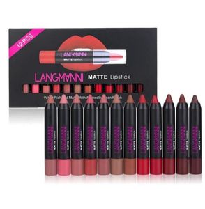 DSSTYLES 12 PCS Matt Lipstick Waterproof Nourishing Velvet Lipstick Set Sexig läppsmakeup långvarig smink kosmetikgåva7106121109971