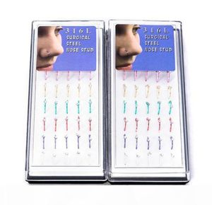 316L stainless steel hoop nose ring 40pcs each box CZ gemstone body jewelry piercing nose stud gold nose rings7381456