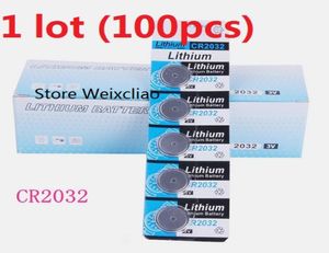 100PCS 1ロットCR2032 3VリチウムリチウムボタンセルバッテリーCR 2032 3ボルトライオンコインバッテリーカード2053610