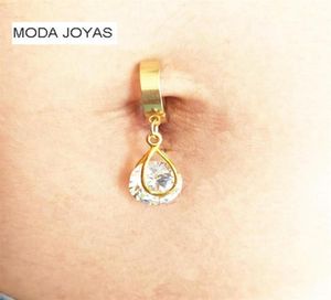 Moda Joyas Big Zircon Fake Belly Button Rings 316L Steel Body Jewelry Belly Piercing Rings Sexig Fake Navel Piercing Ombligo244M7481468