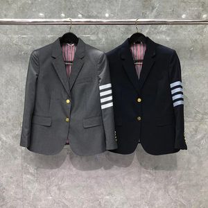 Women garnitur 24ss Spring Jackets marka mody Blazers Coats Classic White 4-Bar Arm Stripe Formal Business Wedding Suit