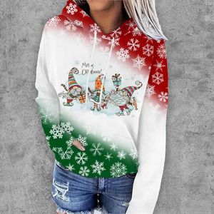 Women's Hoodies Hoodie Women Pullover Ladies Fall And Winter Style Christmas Santa Printed Long Sleeved Sweater Lady Fashion Clothes