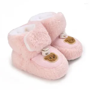 Boots Winter Baby Shoes Warm Snow Walking Plush Infant Girls Boys Cartoon Bear Anti-Slip Soft Bottom Toddler Crib