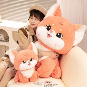 35-70cm Kawaii Orange Fox Plush Toys柔らかいぬいぐるみ動物漫画かわいい毛羽立ったキツネの人形女の子のための枕を投げる誕生日プレゼント240202